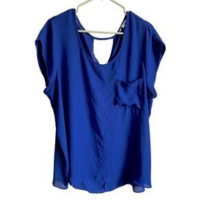 3 FOR $20 REITMANS 2X Colbalt Blue Sheer Sleeveless Pocket Blouse